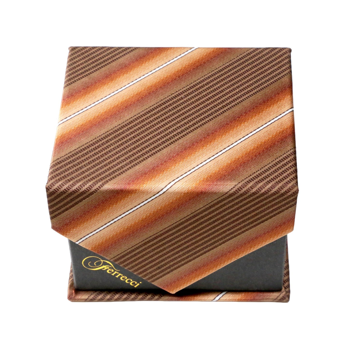 Men's Classic Brown-White Pattern Design 4-pc Necktie Box Set