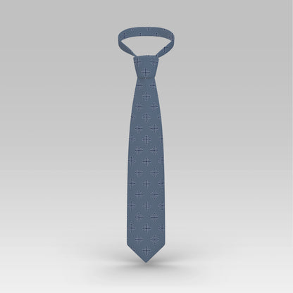 Blue Jerusalem Cross Necktie with White Accents