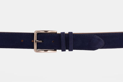 The Bari Navy Suede Leather Belt