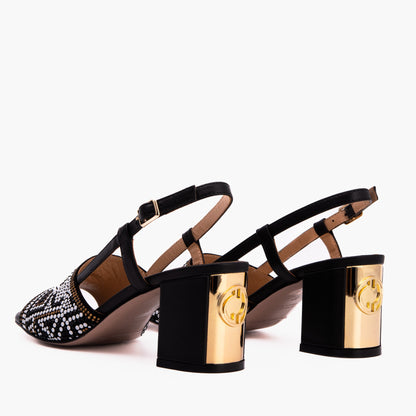 The Nampula Black Leather Women Slingback Sandal