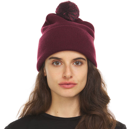 Midweight - Everyday Knit Cuff Pom Beanie 100% Merino Wool - My Men's Shop
