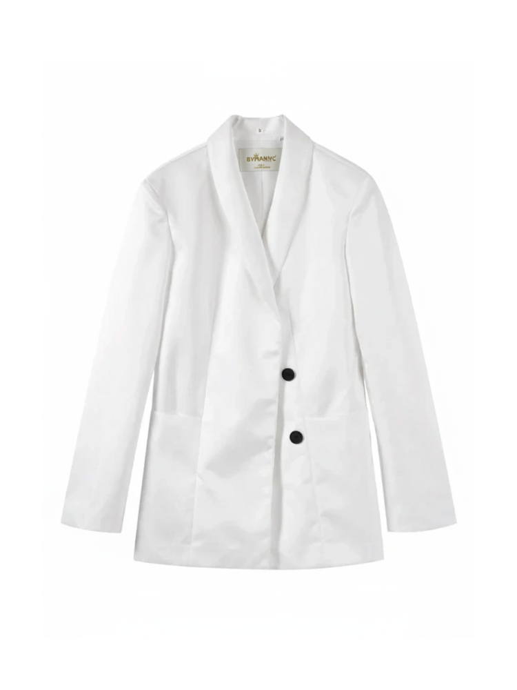Chaqueta de Traje Blanco y Negro para Mujer, Wall Street, BYMANYC Nueva York.