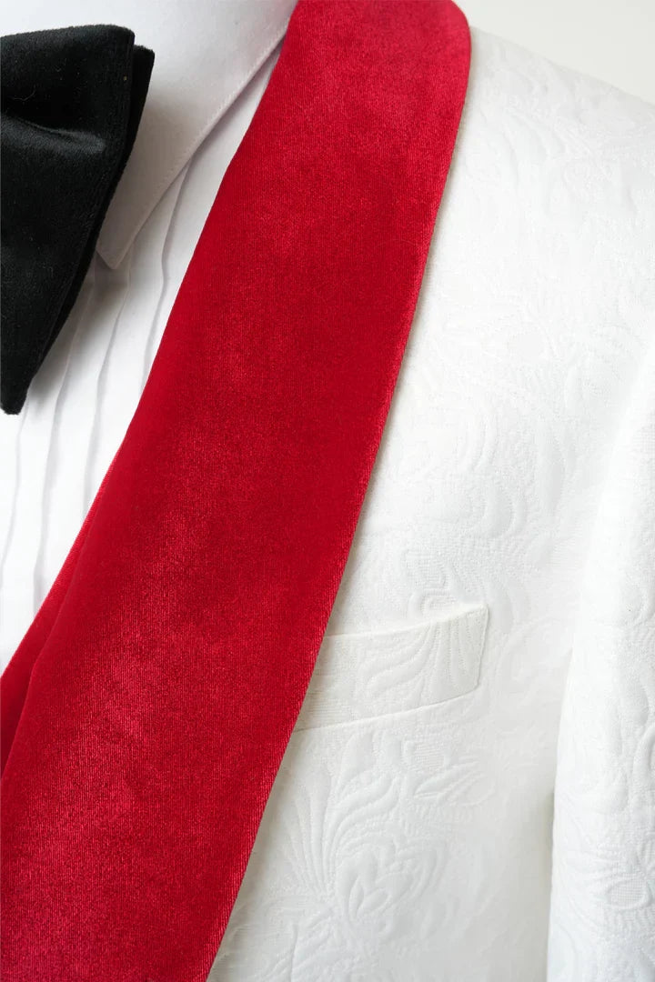 Men's Vested White Paisley Wedding & Prom Tuxedo