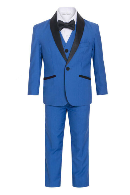 Ferrecci Boys Royal Blue Shawl Collar Tuxedo – Formal Kids Tuxedo (Reno Jr)