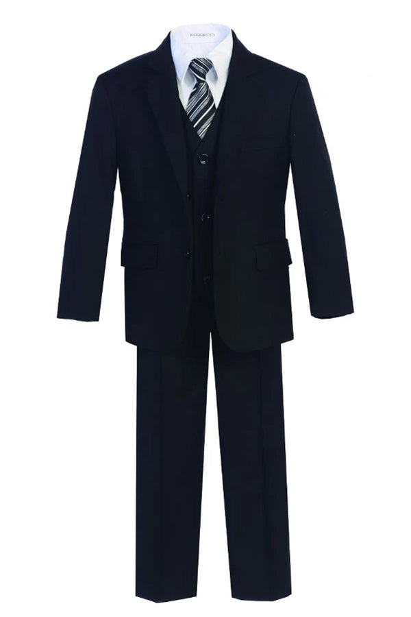 Ferrecci Boys Black 5-Piece Suit Set – Formal Kids Suit (JAX JR)