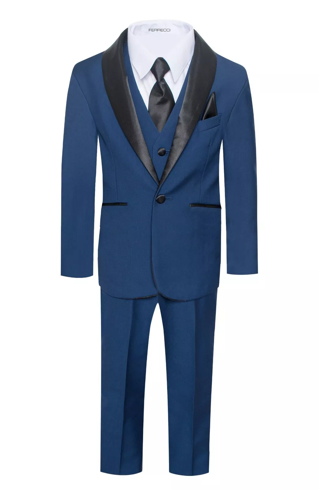 Ferrecci Boys Indigo Shawl Collar Tuxedo – Formal Kids Tuxedo (Reno Jr)