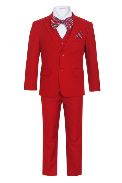 Ferrecci Boys Red 5-Piece Suit Set – Formal Kids Suit (JAX JR)