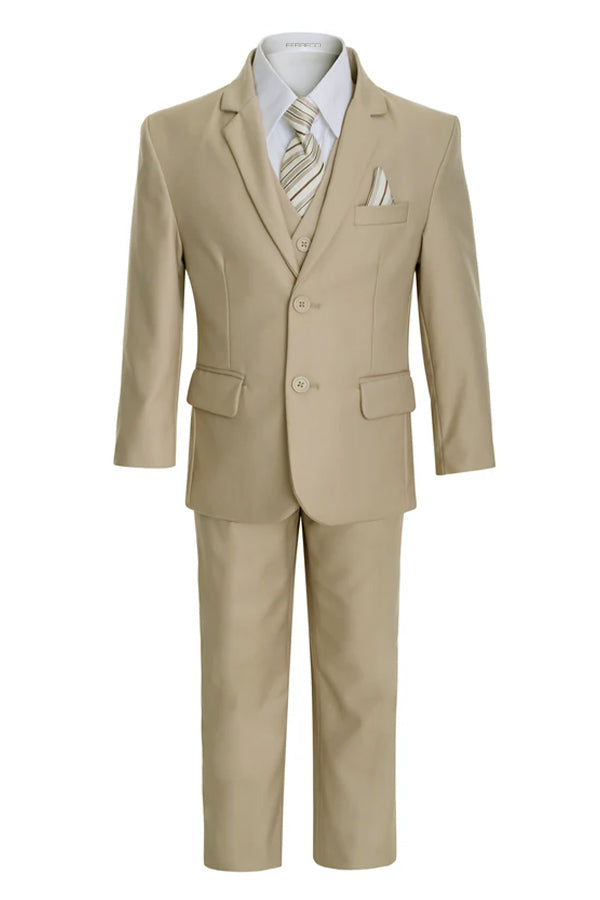 Ferrecci Boys Tan 5-Piece Suit Set – Formal Kids Suit (JAX JR)