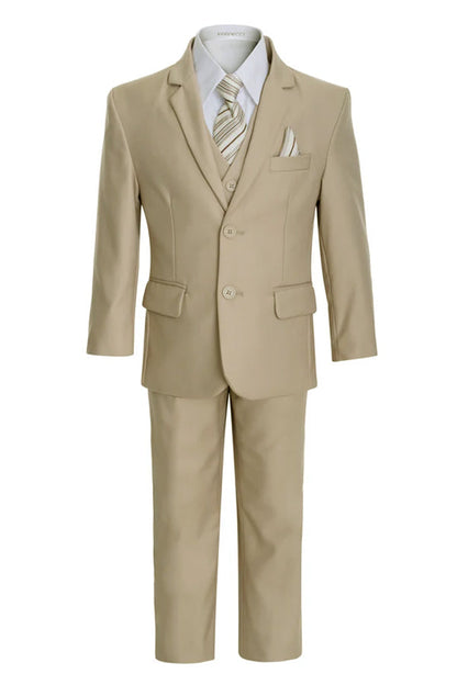 Ferrecci Boys Tan 5-Piece Suit Set – Formal Kids Suit (JAX JR)