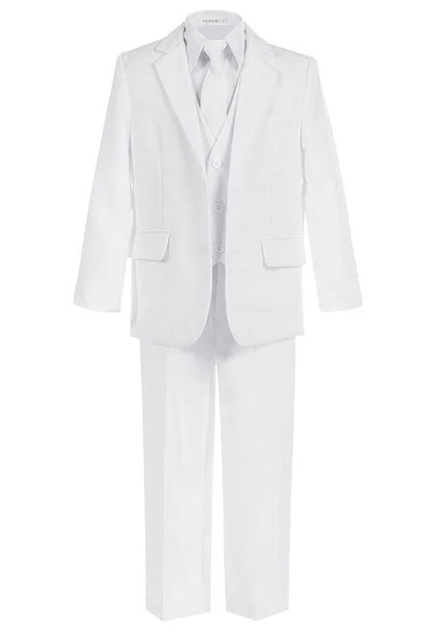 Ferrecci Boys White 5-Piece Suit Set – Formal Kids Suit (JAX JR)