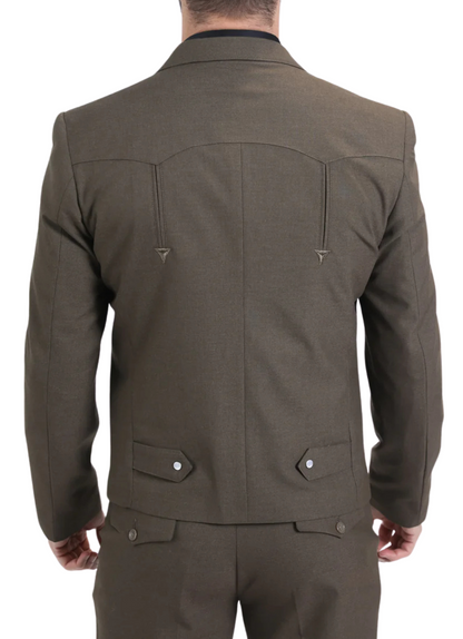 Men's Brown Western Suit 2-Piece - Cowboy Suit with Western Yoke & Pearl Snaps