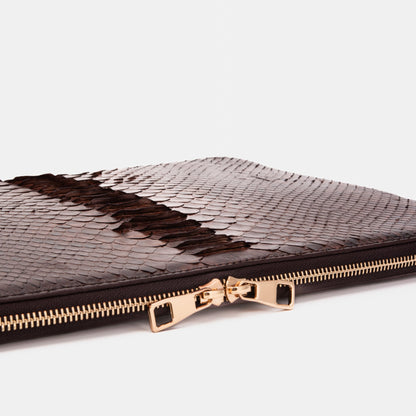 The Varese Brown Hand-Painted Python Leather 14” Laptop Portfolio