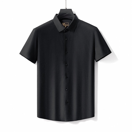 Stitchless Stretch Poplin SS Shirt BLACK - My Men's Shop