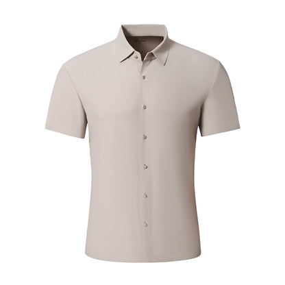 Stitchless Stretch Poplin SS Shirt KHAKI - My Men's Shop