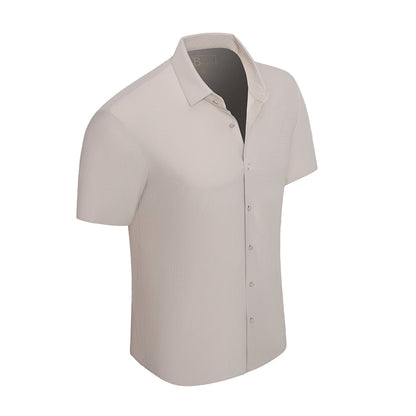 Stitchless Stretch Poplin SS Shirt KHAKI - My Men's Shop