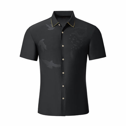 Shadow Beast Jacquard SS Shirt BLACK/GOLD - My Men's Shop