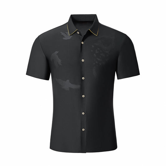 Shadow Beast Jacquard SS Shirt BLACK/GOLD - My Men's Shop