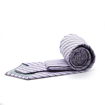 Ferrecci Mens Purple Striped Necktie with Handkerchief Set