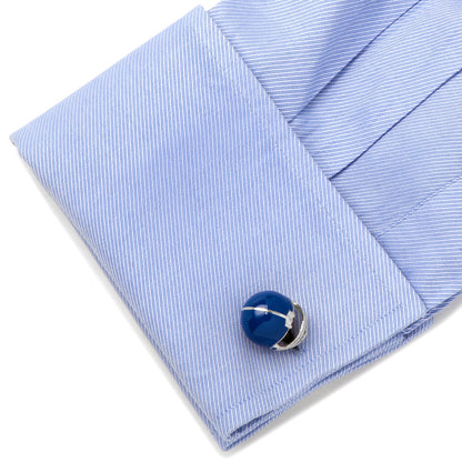 Sterling Silver Blue Football Helmet Cufflinks - My Men's Shop