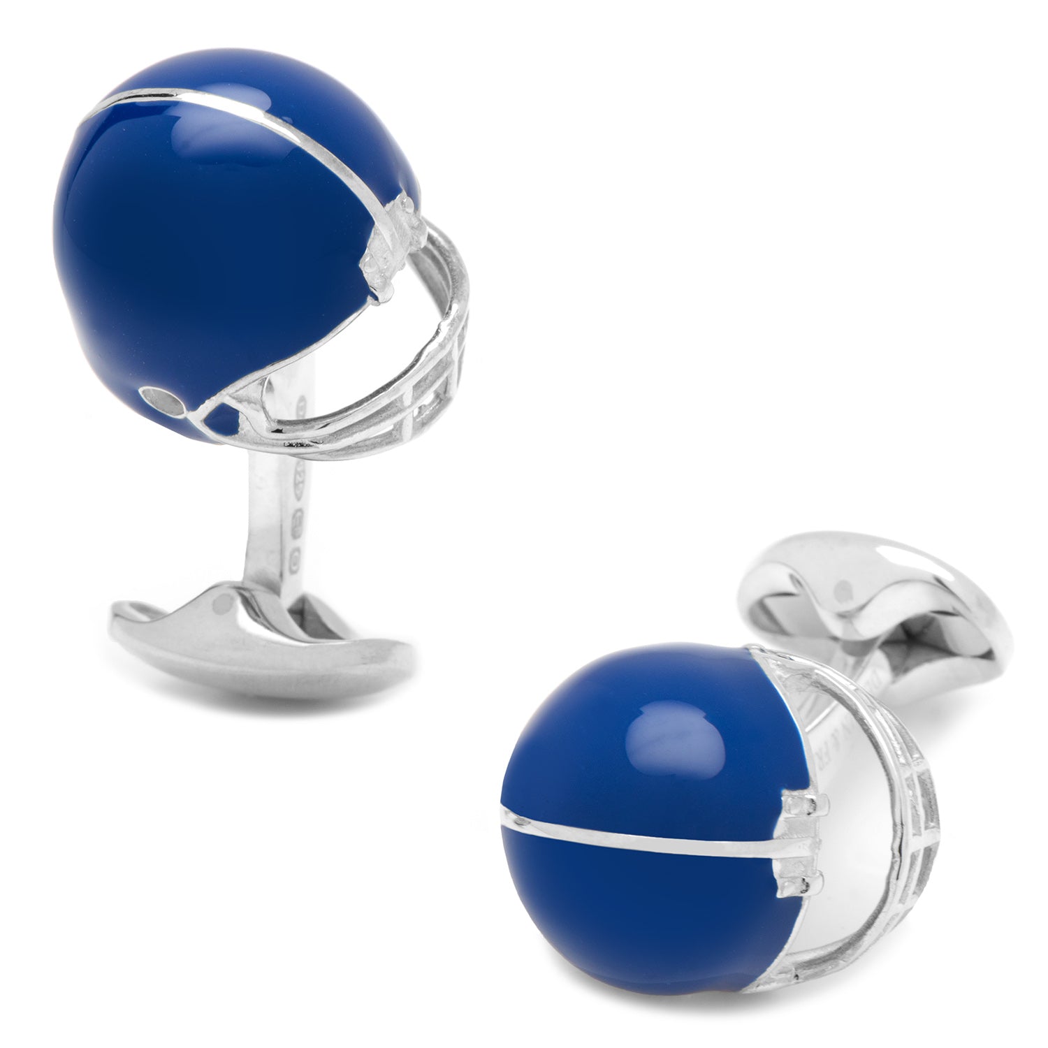 Sterling Silver Blue Football Helmet Cufflinks - My Men's Shop