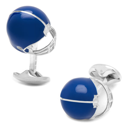 Sterling Silver Blue Football Helmet Cufflinks - My Men's Shop