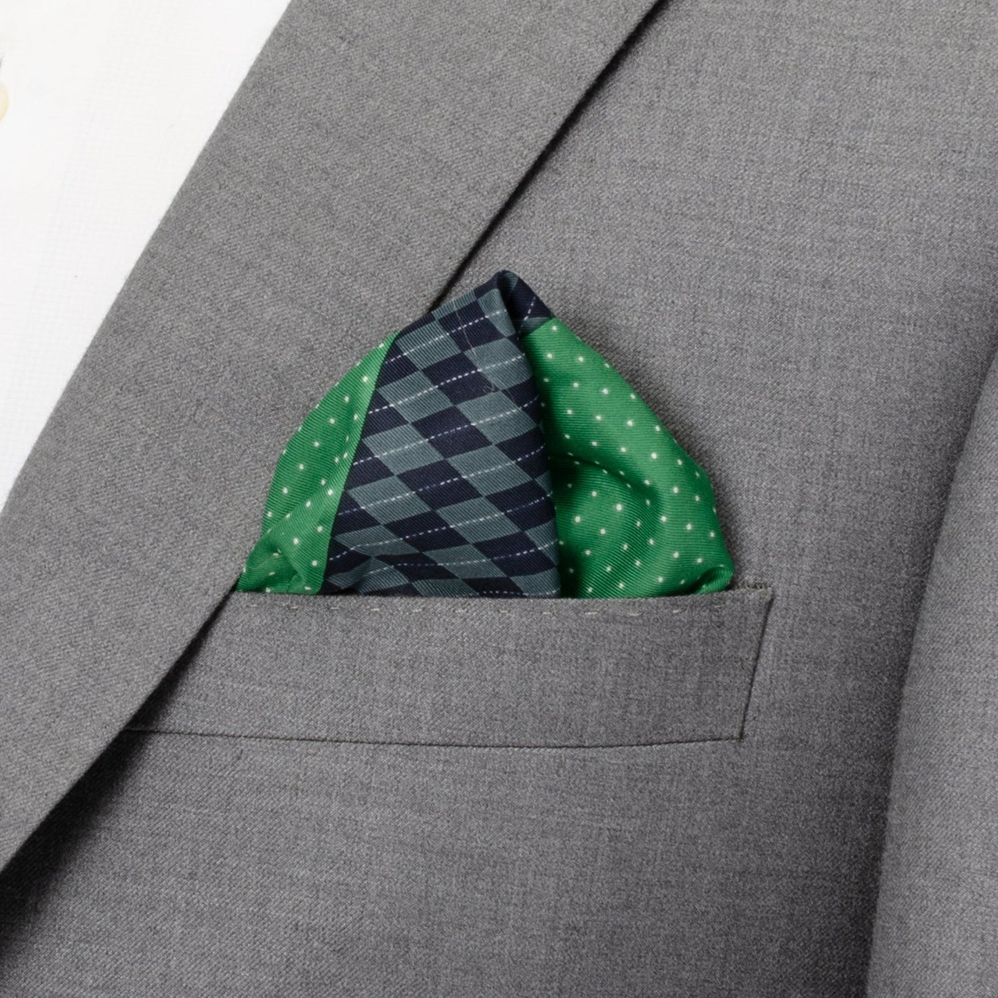 Pañuelo de bolsillo con estampado de lunares Argyle y varios bolsillos