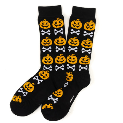 Bad To The Bone Pumpkin Black Men's Socks - My Men's Shop