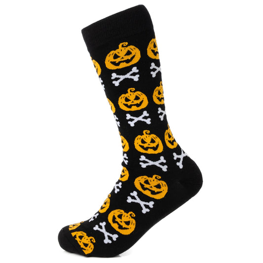 Bad To The Bone Pumpkin Black Men's Socks - My Men's Shop