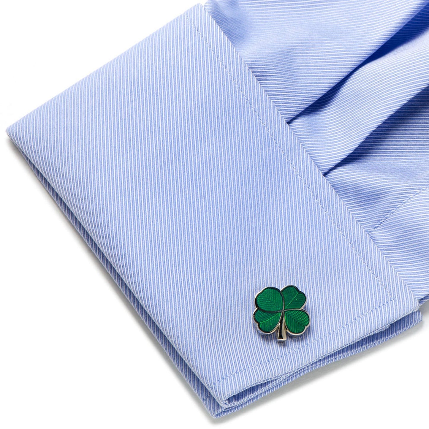 Conjunto de regalo de gemelos y pasacorbatas Trébol Verde