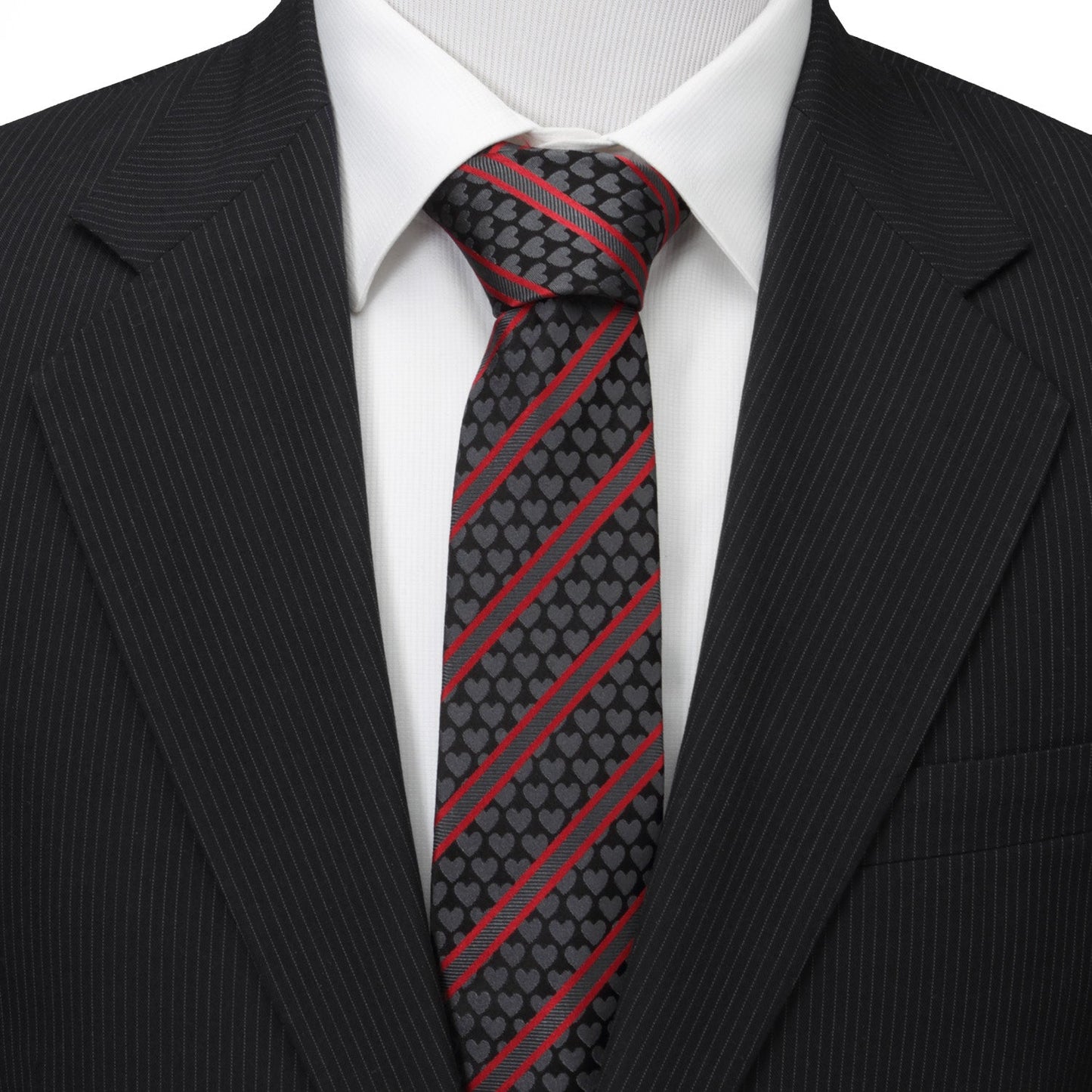 Black Heart Striped Men's Tie - My Men's Shop
