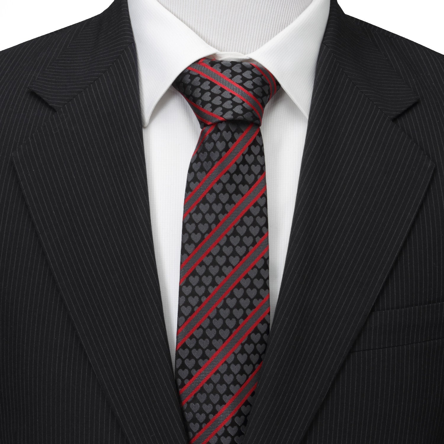 Black Heart Striped Men's Tie - My Men's Shop