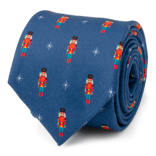 Corbata de hombre azul marino con estampado de Cascanueces