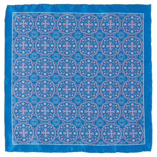 Pañuelo de bolsillo azul con estampado aborigen