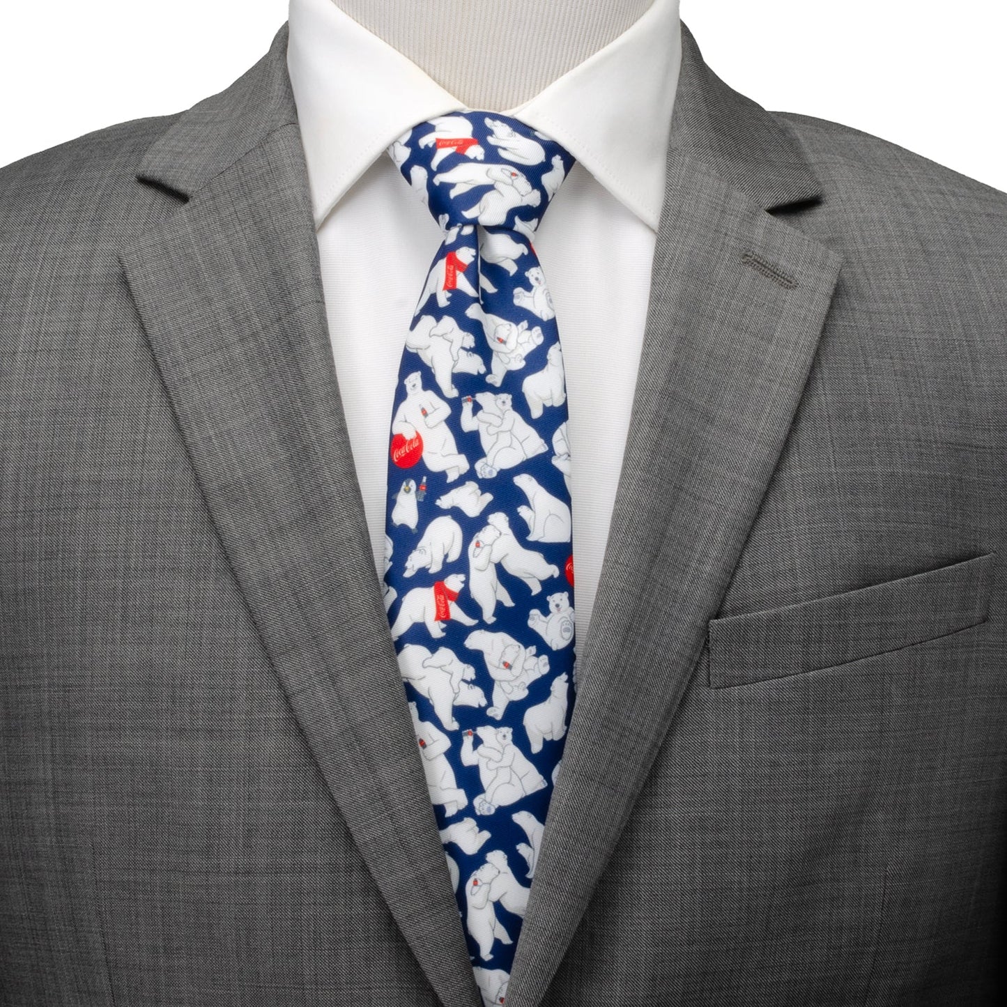 Corbata de hombre azul marino con oso polar de Coca-Cola