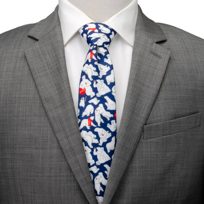 Corbata de hombre azul marino con oso polar de Coca-Cola
