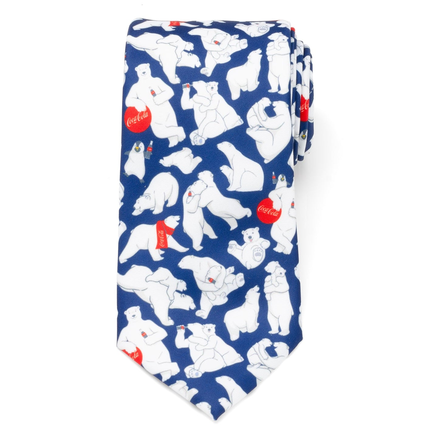 Corbata de hombre azul marino con oso polar de Coca-Cola