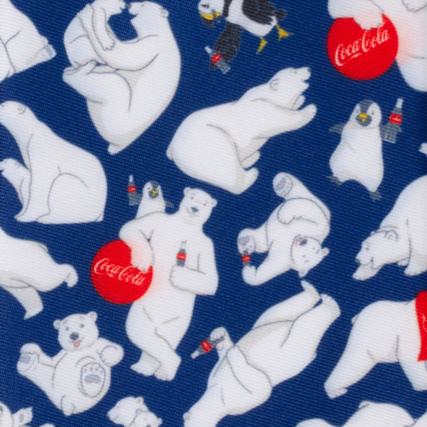 Corbata de hombre azul marino con oso polar de Coca-Cola