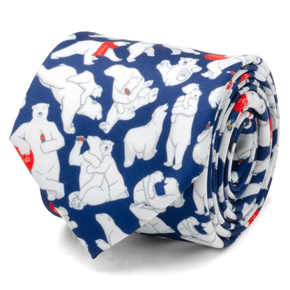 Corbata de hombre azul marino con oso polar de Coca-Cola