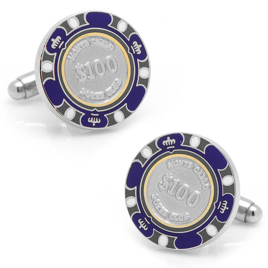 Poker Chip $100 Purple Cufflinks - My Men's Shop