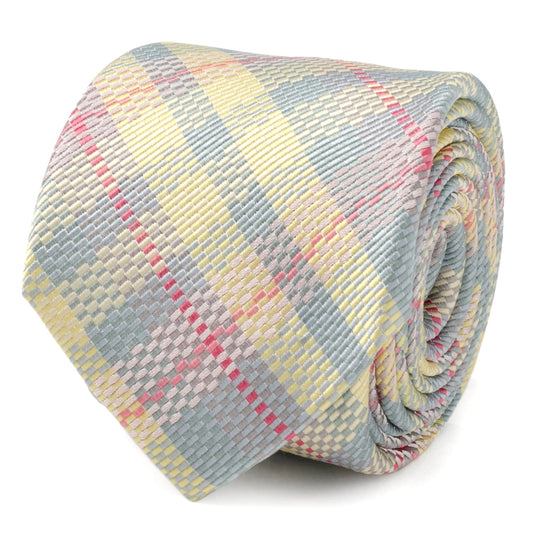 Corbata de hombre a cuadros en tonos pastel