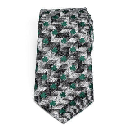 Corbata de hombre con trébol y diseño de espiga