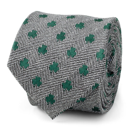 Corbata de hombre con trébol y diseño de espiga