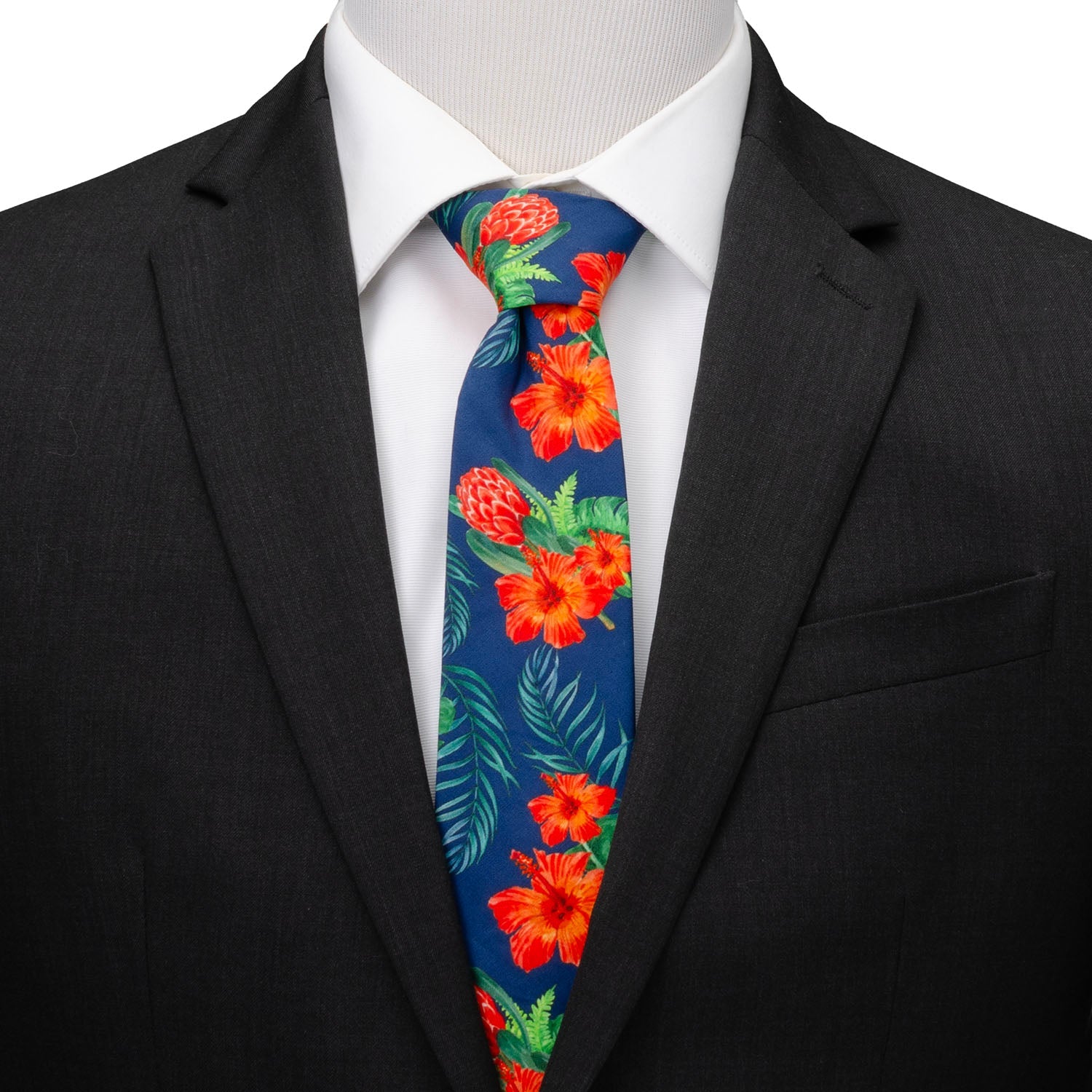 Tropical Hibiscus Men's Navy Tie - My Men's Shop