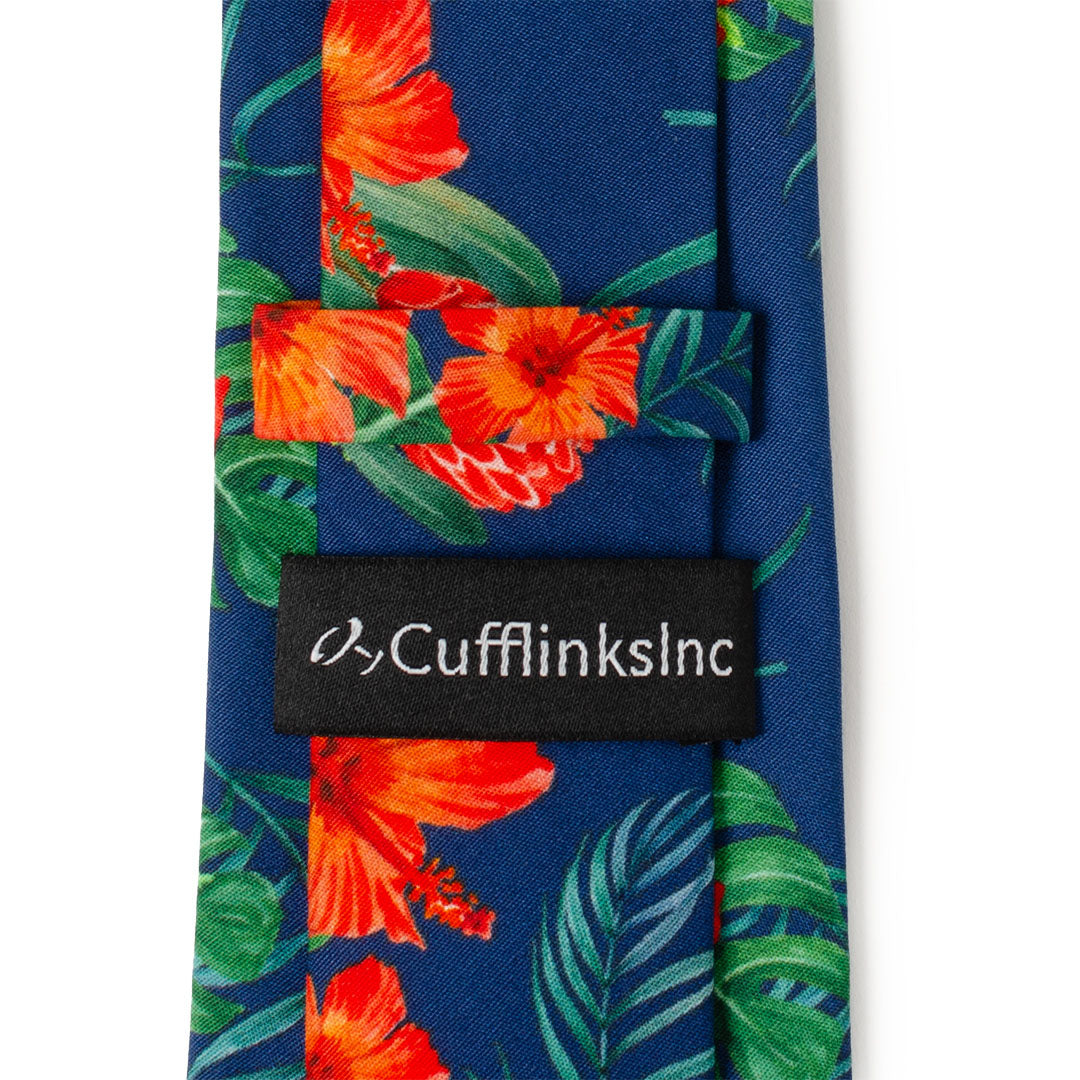 Tropical Hibiscus Men's Navy Tie - My Men's Shop