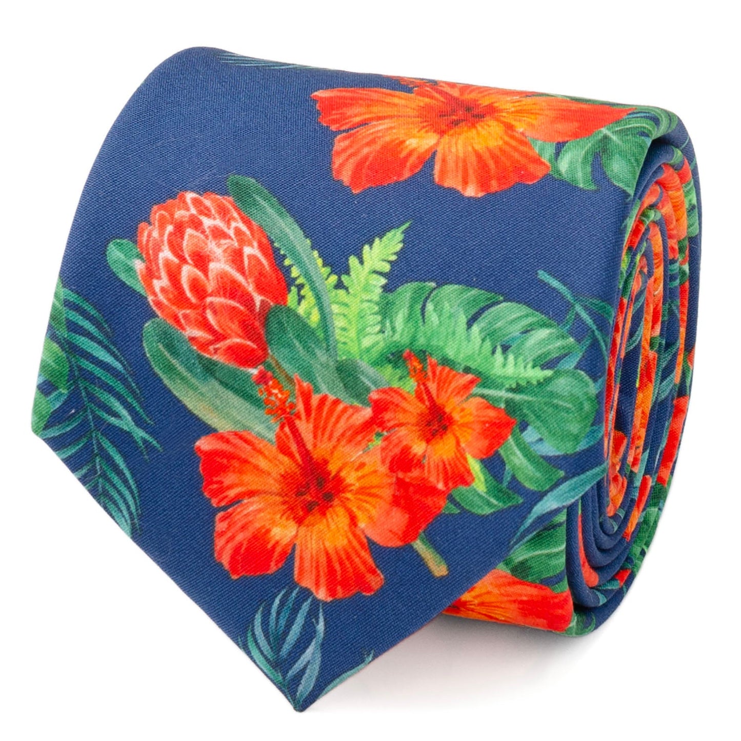 Tropical Hibiscus Men's Navy Tie - My Men's Shop