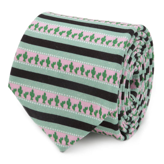 Corbata de hombre con rayas de cactus de Texas en color salvia