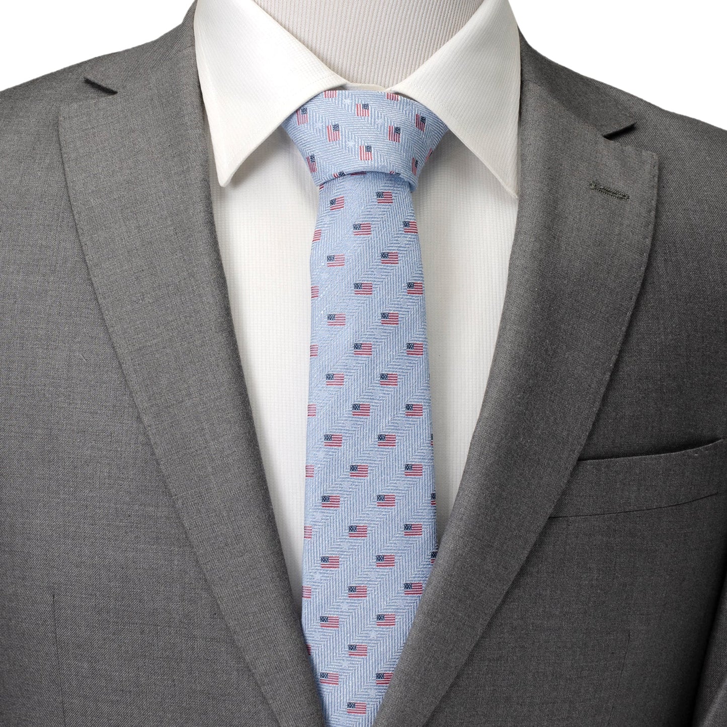 Corbata de hombre azul claro con la bandera estadounidense