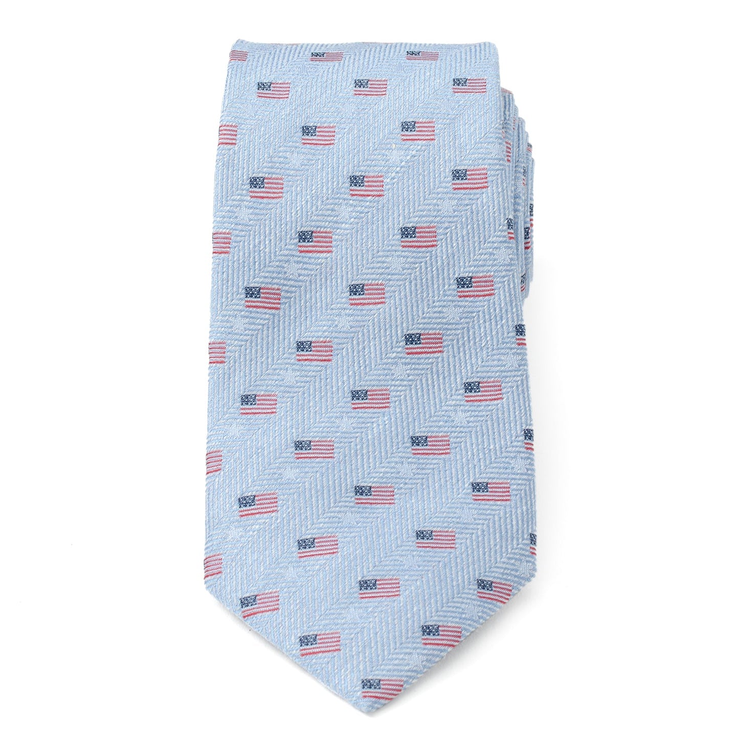 Corbata de hombre azul claro con la bandera estadounidense