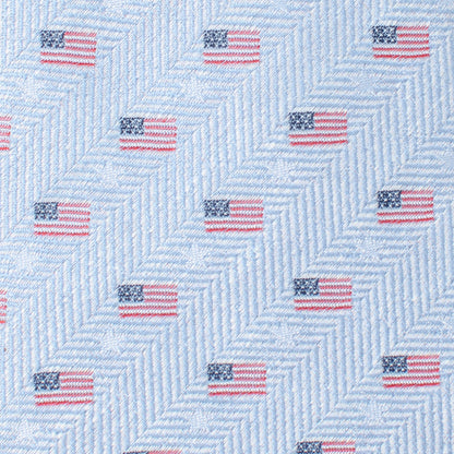 Corbata de hombre azul claro con la bandera estadounidense