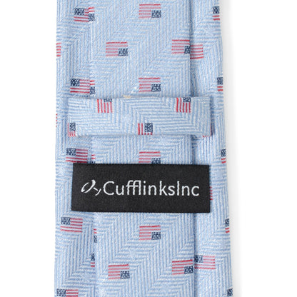 Corbata de hombre azul claro con la bandera estadounidense